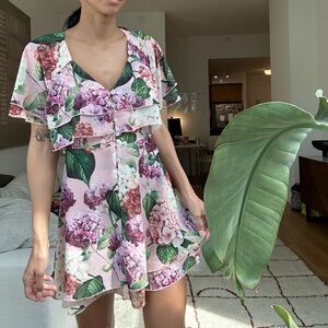 Floral Pink and Green Dress